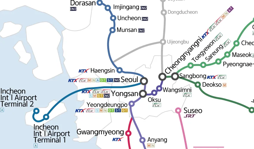 Bản đồ mạng lưới tàu điện ngầm tại Seoul